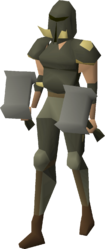 The full Torag's armour on a female body.