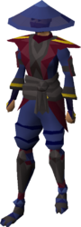 The full Ninja armour set on a female body.